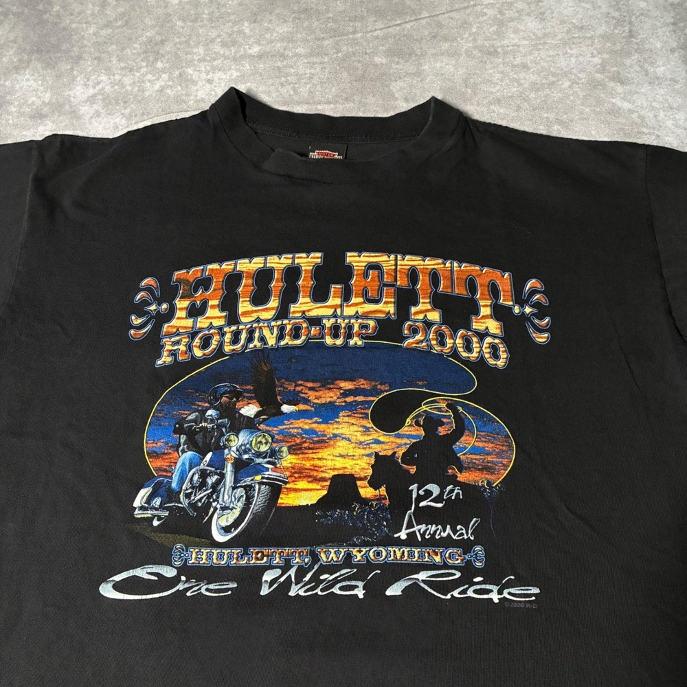VTG 2000Harley-Davidson Men Black Hulett Round-Up Sturgis SD Graphic T-Shirt XL